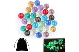 LongZYU 30 Stück Glasmurmeln Leuchten im Dunkeln 1,6 cm Deko Murmeln Glas Leuchtend Leuchtmurmeln Kinder Bunte Murmel für Marmorbahn-Spiel Heimdekoration DIY Aquarien Murmelspiele, 10 Farben