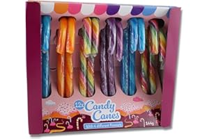 GEAKV Becky's 12 Zuckerstangen - Candy Canes - Bunte Farben - Blaubeere, Orange, Tutti Frutti & Traube - 12 Stück, je 12 g