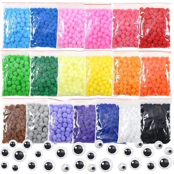 AEIOPRS 800 pcs Pompons artisanaux pompons artisanaux multicolores bricolage pour enfants faisant des pompons décoratifs créatifs pour guirlandes glands projets scolaires et d'artisanat pour enfants