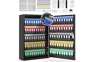 VEVOR Armadietto Portachiavi 200 Ganci Cassetta di Sicurezza per Chiavi in ​Acciaio da Parete 38x13,8x55cm, Cassetta di Sicurezza Portachiavi con Serratura per Albergo B&B Ufficio Segreteria Reception