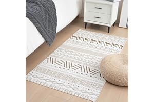 Vamcheer Alfombras de Salon Lavable -Alfombras de Habitacion Modernas,Alfombra Pelo Corto Niña,Pasillera,Cocina,Interior/Exterior,Antideslizantes,fácil de Transportar y Guardar, Beige 80x150