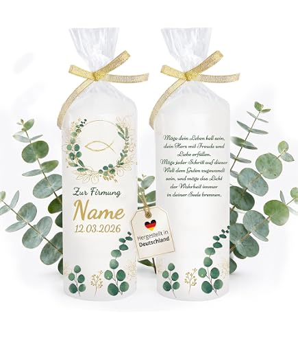 Bougie Décorative Mariage 8x7,5 Cm – Motif Eucalyptus, Cire De Qualité, 30h De Combustion – Cadeau Ou Décoration De Table