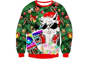 Idgreatim Sweatshirt de Noël Moche pour Hommes et Femmes Pull à col Rond imprimé 3D Manches Longues
