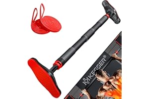 ‎KESSER KESSER® Klimmzugstange Türrahmen verstellbar, Pull Up Bar Heimturnhalle, Reckstange ohne Schrauben/Bohren, 68-106 cm Ausziehbar, Tragfähigkeit bis zu 300Kg & rutschfeste Griffe, inkl. Resistenzbänder