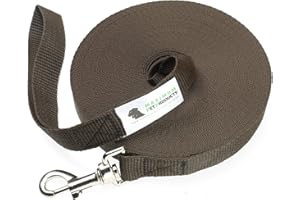 Maximum Pet Products Dog & Horse Training Lunge Lead. 25mm - 1" Wide. Very Strong (Brown) 65ft/20m