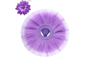 IDOPIP Women Professional Swan Lake Ballet Tutu Skirt 7 Layers Hard Organdy Platter Performance Leotard Skirt with Flower Hair Clip Ballerina Costume Dancewear for Rehearsal