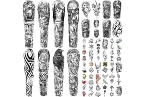 SOOVSY Tatuaggi Temporanei Uomo, Tatuaggi Finti Impermeabili Donna con Leone Tatuaggio Temporaneo Adulti con Aquila Tattoo Temporanei con Cervo Tatuaggio Braccio 46 Fogli Tattoo Tinti