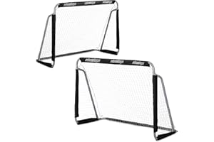 Relaxdays Porte da Calcio, Giardino, Set da 2 per Calcetto, Adulti e Bambini, in Metallo, con Rete, 110x150x75 cm, Nero, Ferro
