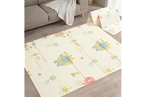 VIVO TECHNOLOGIES Foldable Baby Play Mat, Large Thick Foam Playmat Double-Sided, Waterproof, Non-Slip, 175x148cm, Reversible Floor Mats for Children, Toddlers & Babies, Playpen Mat f Outdoor & Indoor