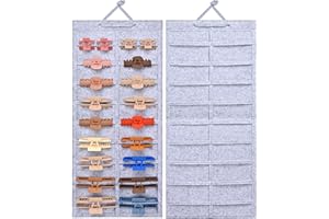 Lolalet Organisateur de Pinces à Cheveux Suspendues, Rangement de Pinces à Cheveux 72 * 30 cm pour les Femmes et les Filles, Présentoir de Porte-Pince à Cheveux Mural -Gris