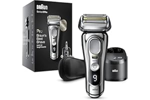 Braun Series 9 Pro Rasoir Électrique Homme Barbe, Noir/Argenté, Tête 4+1 Avec Tondeuse Prolift, Centre Smartcare 5-En-1, Rasoir Électrique Batterie De 60 Minutes, 9466Cc
