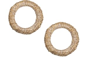 ‎DEKOPRINZ DekoPrinz® Straw Wreaths, Pack of 2, 33 cm diameter, 6 cm thick, Straw Romans, Door Wreath, Decorative Wreath, Blank Wreath, Straw Ring