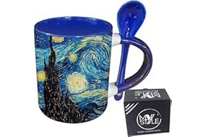 My Custom Style Tazza Blu+cucchiaino#Arte-Notte Stellata, Van Gogh#325ml