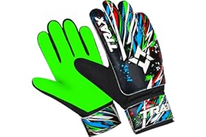 TRAX SPORTS Torwarthandschuhe für Kinder,Fußball Torwarthandschuhe für Erwachsene,Jugendliche mit 4mm Latex,Fingerwirbelsäulensund doppeltes Handgelenk chutz mit starker Halt gepolsterter Handfläche