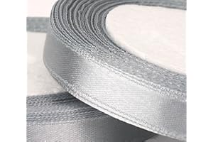 GCS LONDON GCS 25 Yards / 23 Meters Of Satin Wedding Party Ribbon 15mm In Multiple Colours Pack Rolls (Silver)
