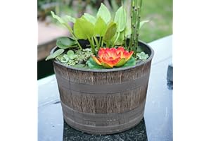 ‎JINFA Jinfa Pflanzkübel Kunststoff Holzoptik | Farbe Eiche | Design Barrique Ø 36 cm | Blumenkübel Übertopf Garten, Balkon & Terrasse | Wetterfest & Robust