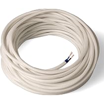 Textilkabel Für Lampen – 2-adrig, 0,75mm², Weißer Baumwollbezug, 20 Meter, Made In Italy
