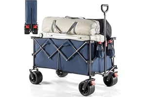 BedStory Beach Trolley Collapsible Festival Trolley All Terrain Big Wheels With Brakes for Outdoor Camping Picnic Garden Trolley on Wheels Folding Wagon Cart with 176LBS Large Capacity