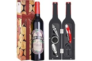 KATO TIRRINIA Kato Ensemble Cadeau d'accessoires pour Bouteille de vin - Tire-Bouchon, Bouchon, aérateur, Coupe-Papier, Anneau de Goutte, kit de vin, Cadeau de la Saint-Valentin pour Les Amateurs de vin, Rouge