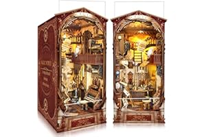 BELEEV Book Nook Kit, DIY Miniature Booknook Kit, 3D Wooden Garden Puzzle for Adult and Teens, Bookshelf Decoration Building Craft with LED Light and Dust Cover, Gifts for Women - Magic World