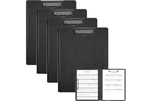 Pechor Clipboard Folder A4 Foldover Plastic PVC Covered, Foldable 360 Over with Two Clips File Document Organiser for School Office Supply (Pack of 4)
