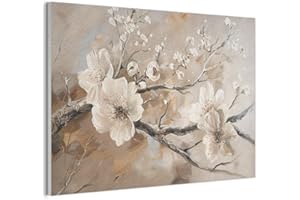 MuchoWow© Fieltros Ambientación Hogar Contemporáneo 90x60 cm Para Habitaciones Diseño Pared Comedor Pasillo Wall Art Flores - Naturaleza - Blanco - Floración - Abstracto