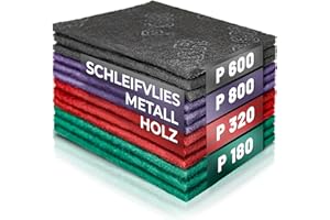 ‎S&R S&R Schleifvlies-Pads – 12er Set Schleifvliesmatten, Schleiffleece für Metall, Holz, Stahl & Edelstahl, Schleif-Fleece zum Schleifen & Polieren, Körnung P180-P320-P600-P800