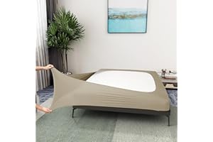 ALYVIA SPRING Copertura per base a molle per letto queen size, in jersey ed elastico, avvolgente su 4 lati, per hotel e casa, Queen/Queen XL, grigio talpa
