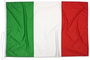 DOMINA PUBBLICITÀ Bandiera Italia 225x150 cm in tessuto nautico antivento da 115g/m², bandiera istituzionale Italiana 225x150,bandiera d'Italia 225x150cm con cordino,doppia cucitura perimetrale e fettuccia di rinforzo