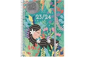 Finocam - Agenda Espiral 18 Meses 2023 2024 Semana Vista Horizontal Julio 2023 - Diciembre 2024 (18 meses) Lady Internacional