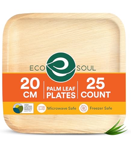 ECO SOUL 25 Wegwerpborden van palmblad van 25 cm, ronde grote