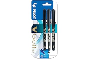 Pilot V-ball 07 Blister de 3 Stylos à bille roulante à encre liquide Pointe Moyenne Noir