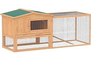 Pawhut 2 Floor Wooden Rabbit Hutch House Bunny Coop Outdoor Garden Backyard