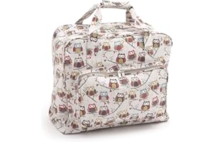 HOBBY GIFT HOBBYGIFT Sewing Machine Carry Case in Matt PVC, Storage for Sewing Machines and Accessories, Large Capacity, in a contemporary design, Hoot, 43 x 37 x 20cm