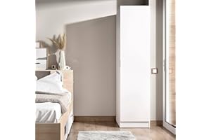 Dmora - Guardaroba Cusna, Mobile appendiabiti per camera da letto, Armadio a 1 anta singola, 41x52h184 cm, Bianco
