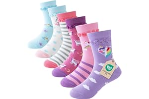 Cirorld Calze Bambina Calzini Fantasia per Bambino Cotone Calzini Divertenti Ragazza Unicorno Sirena Calzini Animali Cartoni, 2-11 Anni, 6 Paia