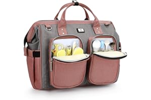 Pomelo Best Bolso Cambiador Bebé de Pañales, Gran Capacidad de bolso, Impermeable, con 2 Ganchos Carrito de Bebé y Cambiador portatil de pañales