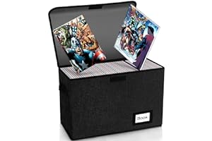 YNSZAS Comic Book Storage 15.8" X 7.8" X 11.8", Collapsible Comic Short Box, Holds 160-180 Comic Book, Heavy Duty Bin Container Holder Shelf (Black)