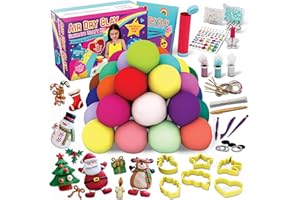 ‎GIRLZONE GirlZone Air Dry Clay Ultimate Craft Kit, ponad 100-częściowy zestaw gliny do modelowania dla dzieci, glina do suszenia na powietrzu bez pieczenia, zabawna zabawka dla dzieci na randki
