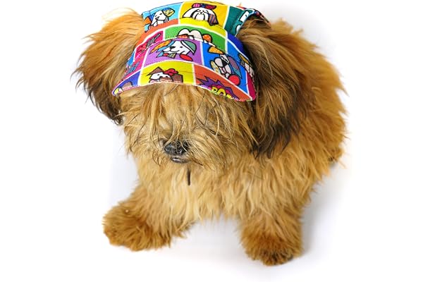 Unleash Cotton Dog Cap - Outdoor Sport Sun Protection Baseball Cap for Male & Female Dogs, Dog Dress with Ear Holes, Dog Clothes for Small Dogs, Visor Sunbonnet Outfit (Cartoon, Large)