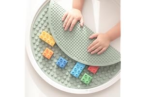 Inspire My Play – Sanftes Grün Grundplatte aus Silikon für Bausteine – Kompatibel mit Allen großen Bausteinmarken – Doppelseitig für große Bausteine – Perfektes Zubehör für Sensory PlayTray