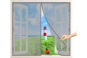 AIPPEI Mosquitera Magnética para Ventanas Varios Tallas, 180x110 cm Cortina Mosquitera para Sala de Estar, Dormitorio, Patio, Balcón, Cierre Automático Fácil de Ensamblar, Gris P