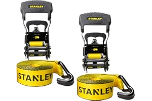 STANLEY S1007 Svart/Gul 1,5 tum x 16 tum spärrremmar – 0,5 kg säker arbetsbelastning/1,5 kg brytstyrka, 2-pack