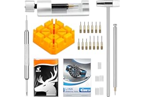 JOREST Zestaw do usuwania ogniw zegarków, do regulacji i wymiany paska, 20 teleskopów do zegarka, 13 zapasowych igieł
