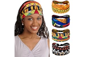 Kavya Africa Diadema, 4 Piezas Diademas Yoga Elasticidad Turbantes Cinta Pelo Mujer, Cintas Pelo Anchas Accesorios (Amarillo)