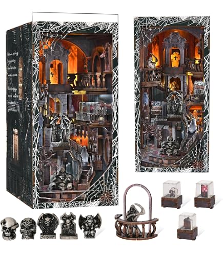 Ltteaoy Maison Miniature DIY Book Nook Bibliothèque Sorciers LED Peinture Fluorescente - Cadeau Adultes