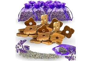 STAFECO Lavender Scented Sachets Wardrobe Moth Protection Set 10 Lavender Bags 16 Wooden Tags with Lavender Patchouli Cedar Oil Natural Protection Against Clothes Moths for Wardrobe and Wardrobe (26)