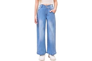 Haloumoning Mädchen Jeanshose Hohe Taille Flare Denim Hose Elastischer Bund Weite Beine Jeans Pants