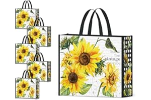 NymphFable 5 Pcs Tote Bag Reutilizables Girasoles Bolsas para Comestibles Grande Bolsa Compra