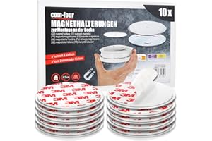 com-four® 10x Magnethalterung für Sicherheitsmelder - Halterung zum Kleben oder Bohren - Befestigung mit extra starken Klebepads für Rauchmelder - magnetische Aufhängung (10 Stück - silberfarben)